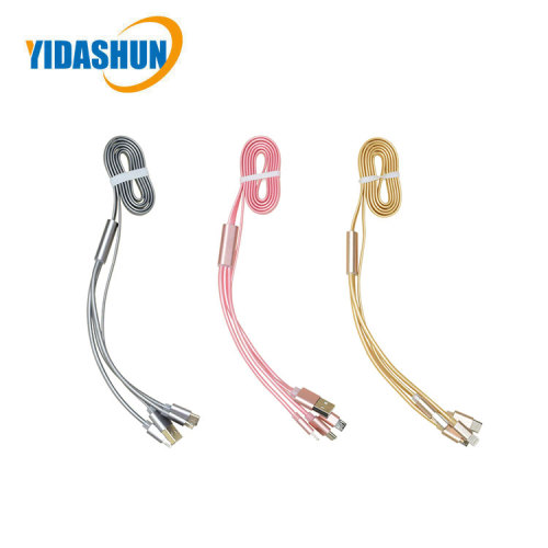 Three port data cable for smart phones