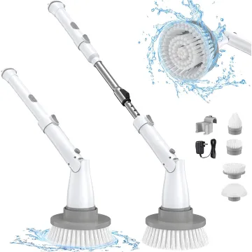 Versatile Handheld Cleaning Brush: 4-Replaceable Heads, Adjustable Extension, and Powerful Shower Scrubber
