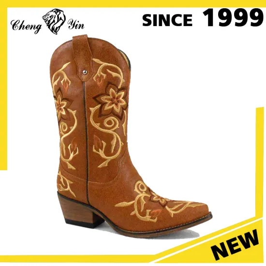 British Common Style soft Leather comfort Cuba heel knee high cowboy boots