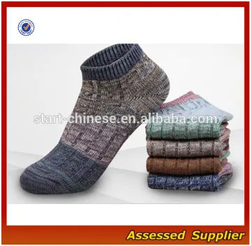 Custom Wholesale Men's 100% Cotton Ankle Socks Knitting Bulky folk Socks--ZP1132