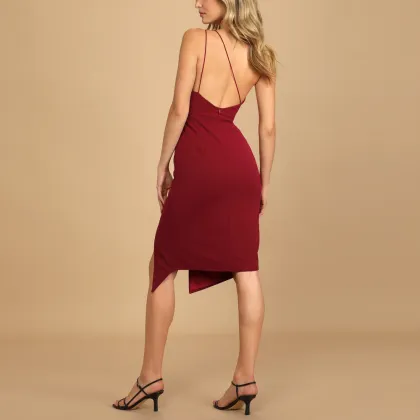 Wrap Dress Burgundy Dress