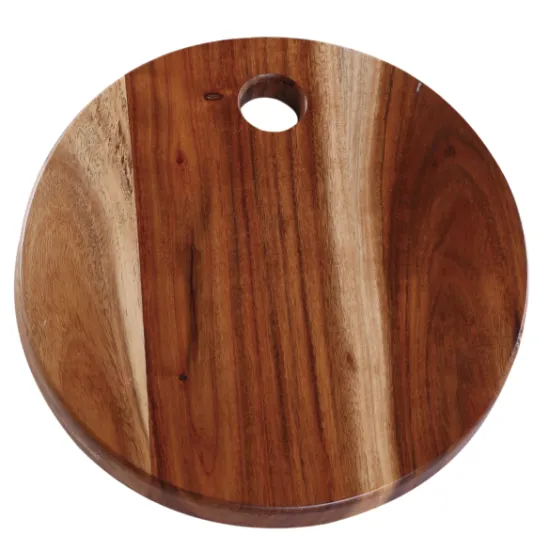 Round wooden chopping board with hole
