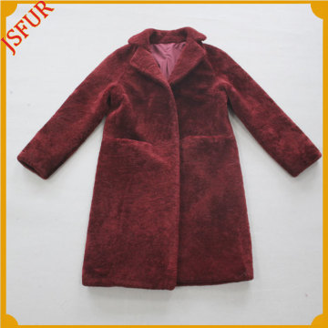 Genuine Sheep Shearling Long Jacket For Women Wholesale Coats