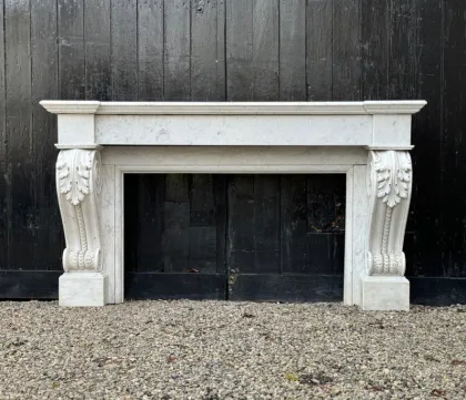 Napoleon III Style White Marble Fireplace Mantel