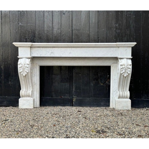Napoleon III Style White Marble Fireplace Mantel