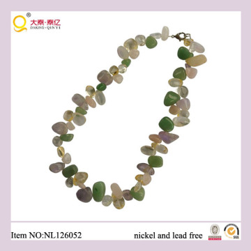 Colorful Semiprecious Stone Neckalce, Natural Stone Neckalce, Side Drilled Semiprecious Stone Neckalce