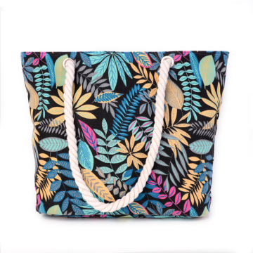 New Arrival Vintage Floral Printed Handbags Simple Style Female Canvas Beach Bag Fashion Women Single Shopping Shoulder Bags