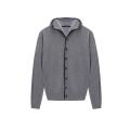 Men's Knitted Buttoned Contrast Placket Cardigan Hoodie