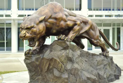 Bronze sculpture Panther Cougar mascot statue