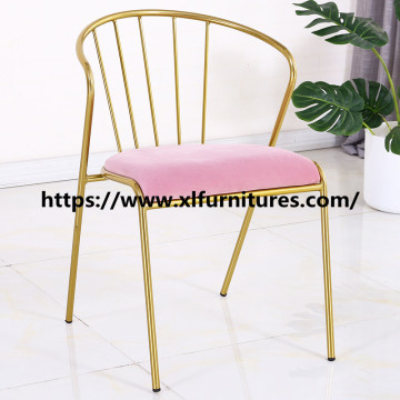Pink velvet fabric dining chair