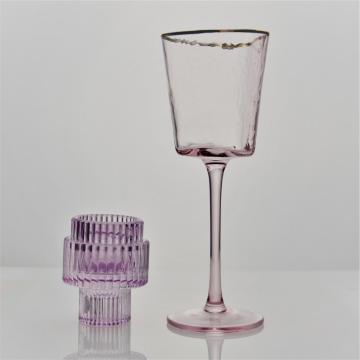 embossed crystal champagne glass pink colored wine glass