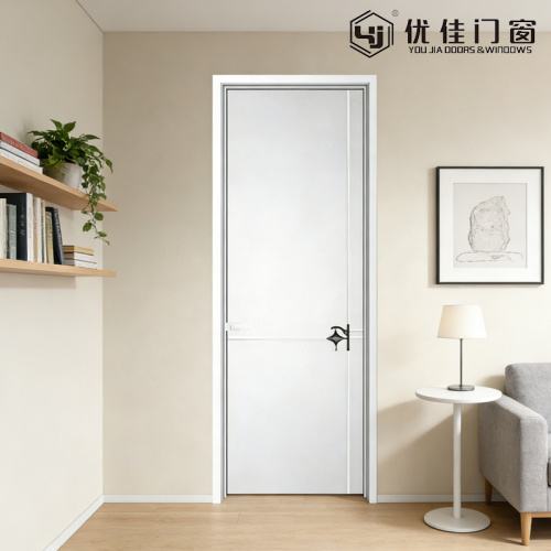 Porta giratória de vidro decorativa minimalista com moldura branca