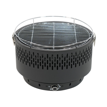Portable Barbecue Table Cast Iron Indoor Outdoor Camping Tabletop Round Charcoal BBQ Grill