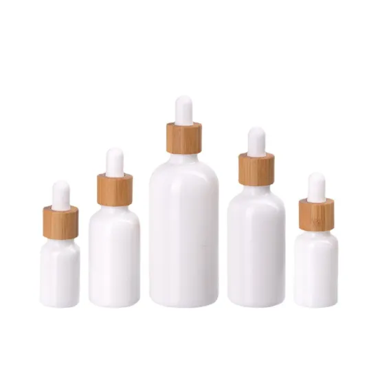 White Porcelain Essential Oil Bottle with Bamboo Dropper