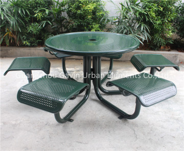 Antirust perforated steel outdoor table metal picnic table legs wholesale picnic table