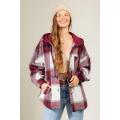 Womens Casual Plaid Shirt Jacket Coats