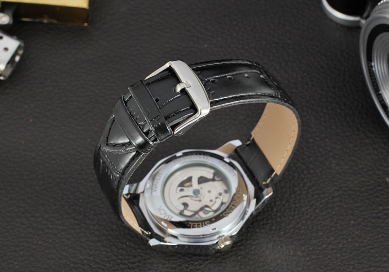 winner mininalist automatic mechanical watch with visible mechanism