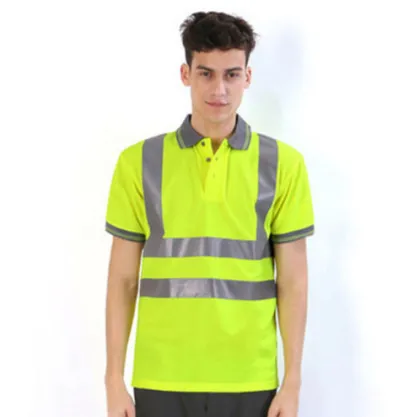 Mens Reflective Green T Shirt Hi Vis Sports Safety T Shirt