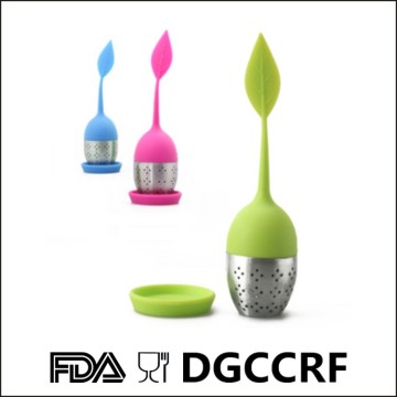 Eco-friendly Food Grade Safe Leaf Shape Stainless Steel Silicone Tea Infuser