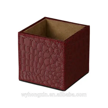 Faux PU leather pen holder office use