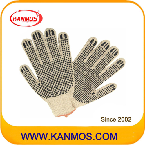 Black PVC Dotted Cotton Knitted Industrial Safety Work Gloves (61003)