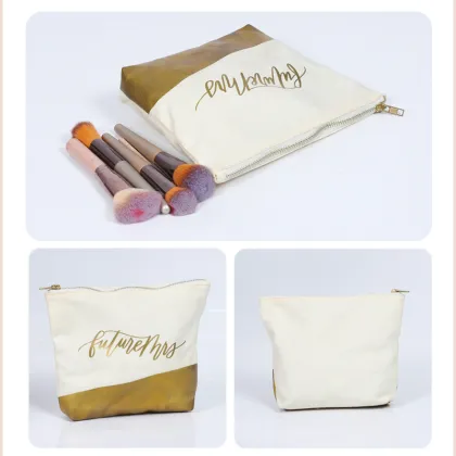 Canvas foil makeup bag/Canvas makeup bag