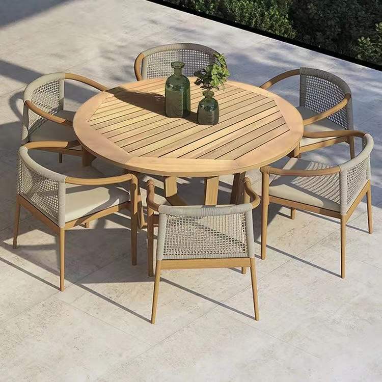 High Quality Home Furniture Teak Wood Waterproof Patio Hotel Wooden Dining Garden Outdoor Table