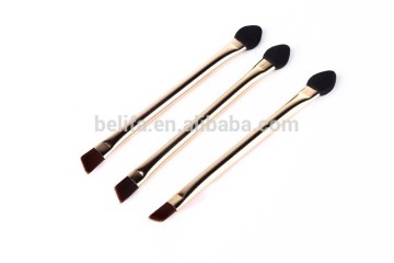 Double ended good quality makeup eyebrow brush with sponge metel handle
