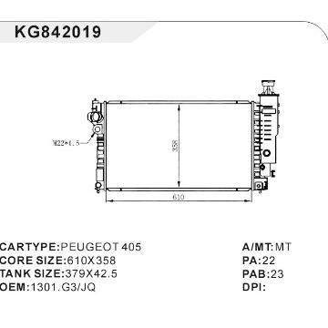 auto radiator car:PEUGEOT 405 OEM:1301.G3/JQ