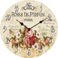 Horloge murale ronde en verre de roses