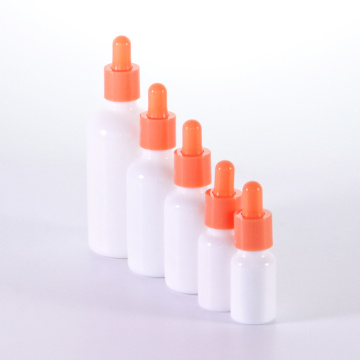 Opal White Serum Bottles Set with Orange Dropper Cap