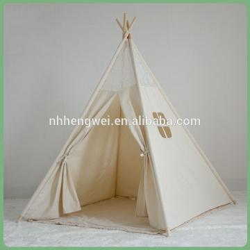Wholesale low MOQ plain calico lace indoor kids teepee