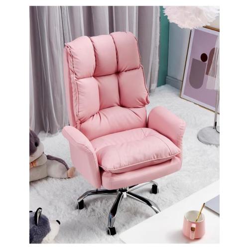 Plush White PU Leather Rotating Gaming Office Chair