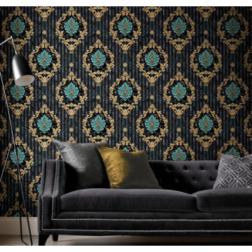 Wallpaper Damask Vinyl Mewah Untuk Pelapis Dinding Ruang Tamu