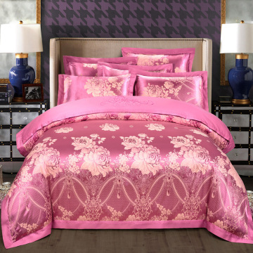 Jacquard Satin Drill Cotton Bedding Set: Quilt, Comforter, Bed Sheets, and Duvet in 4-Piece Luxury Bedding Collection
