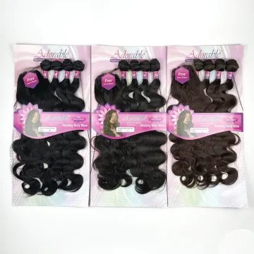 Hot sale Adorable  Synthetic Hair Bundles With Free Machine Made 4*4 Lace Closure Amazing Body Wave 4pcs 24Inch