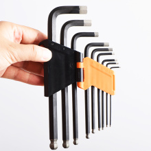 9 pcs Cr-V Steel Metric 1.5mm, 2mm, 2.5mm,3mm, 4mm, 5mm, 6mm,8mm, 10mm Long Arm Matt Ball End Hex Key Allen Wrench Set