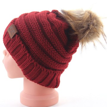 Fashion children hat wool knitted hat pom pom