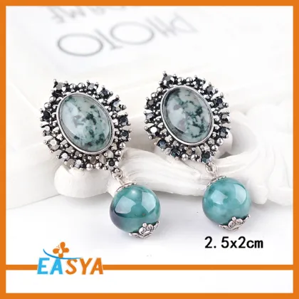 Vintage Silver Jewelry Wholesale Semi Precious Stone Earrings