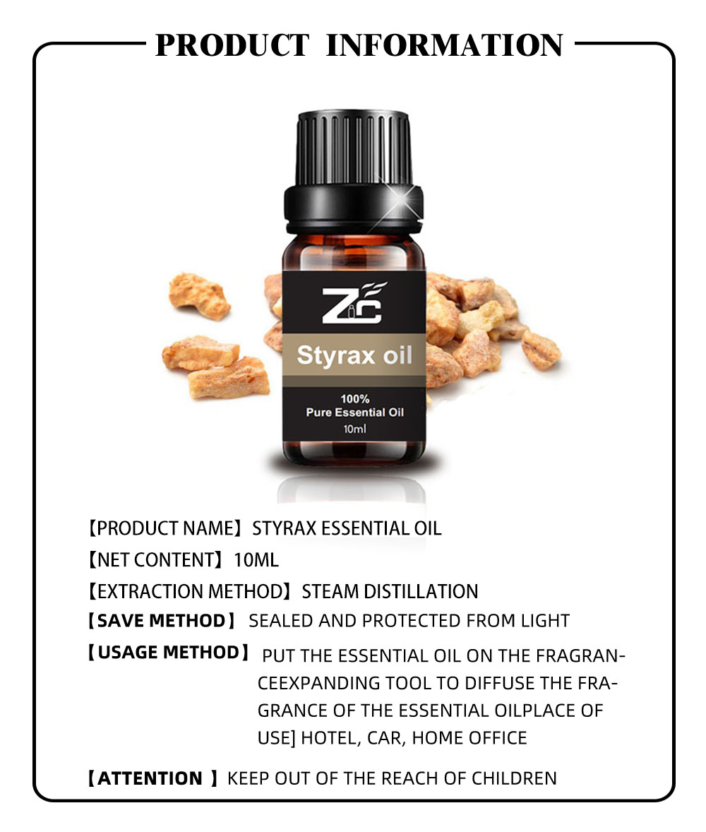 Diffuser Styrax Essential Oil for Cosmetic Grade Skin Care