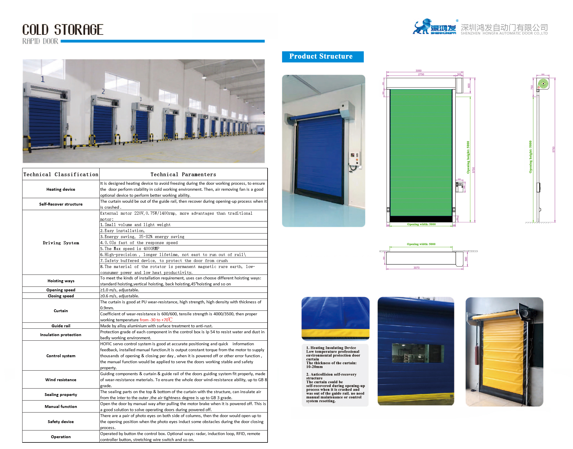 Internal Industrial Cold Storage Rapid Freezer PVC Door