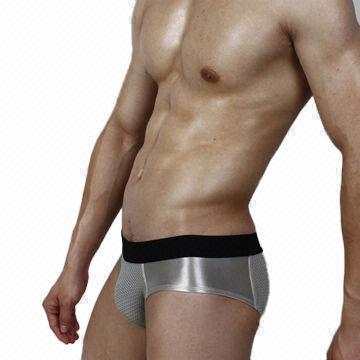 Men's Briefs with Comfortable Cut, Made of Slip Rayon and Mesh, in Stock Items for Order