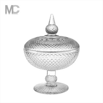 Glass storage jar with lid/Clear glass storage jar