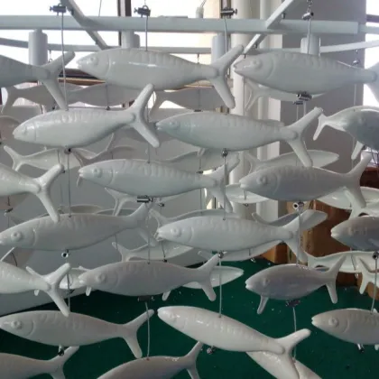 Modern White Ceramic Fish Chandelier for Restaurants
