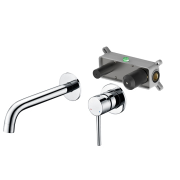 wall mounted basin faucet Wall Brushed Nickel Bathroom Faucets Two Handle Factory