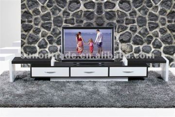 modern cheap white and black unique wooden tv stand