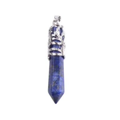 Hot Gemstone Hexagon Prism phoenix Alloy Lapis Lazuli Stone Pendant Necklaces