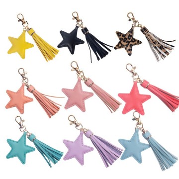 Creative New Five-Pointed Star Tassel Bag Keychain Plastic Carabiner Pendant Keyring