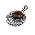 Tiger Eye 20MM Cabochon Alloy Gemstone Pendant