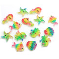 Diverse Zee Dier Hars Plaksteen Cabochons Octopus Zeepaardje Zeester Goud Vis Shell Craft Voor Telefoon Geval Haar Clips Decor